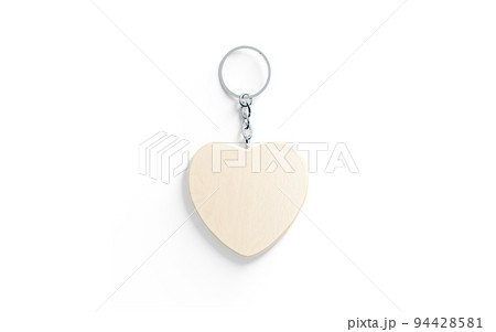 Blank wooden heart tag on chain mockup, top view Blank wooden heart tag on chain mockup, top view 94428581