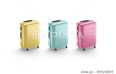 Blank colored suitcase mockup stand, side view 94428604