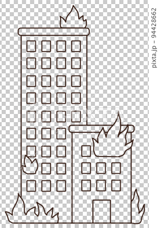 Firefighter, fireman character with fire fighting equipment tools. Fireman in uniform with fire hose hydrant, fire extinguisher line art. Fireman character 94428662