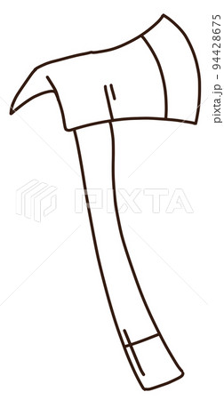 Firefighter, fireman character with fire fighting equipment tools. Fireman in uniform with fire hose hydrant, fire extinguisher line art. Fireman character 94428675