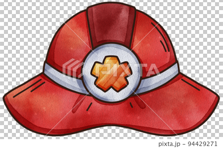 Firefighter, fireman character with fire fighting equipment tools. Fireman in uniform with fire hose hydrant, fire extinguisher watercolor illustration set. Fireman character 94429271