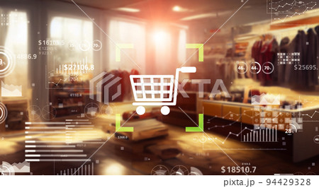 ショッピングと金融テクノロジー　バナー・広告向け横長ビジュアル 94429328