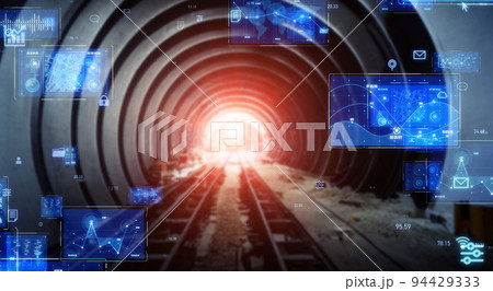 トンネル工事とテクノロジー　バナー・広告向け横長ビジュアル 94429333