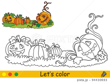 Halloween kids coloring with template scary pumpkins Halloween kids coloring with template scary pumpkins 94430693
