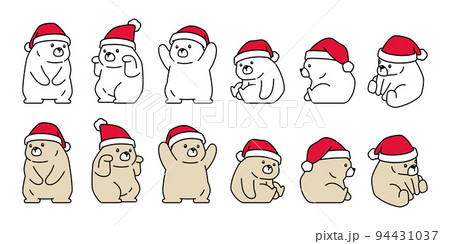 Bear vector polar bear christmas santa claus hat icon character cartoon logo teddy symbol doodle animal illustration isolated design 94431037