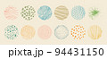 Set of round Abstract colored Backgrounds hand-drawn doodles 94431150