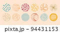 Set of round Abstract colored Backgrounds hand-drawn doodles 94431153