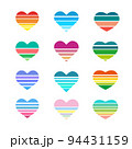 A set of striped colored hearts 94431159