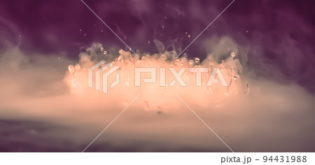 Abstract BANNER. Real Mystic smoke cloud with water drops blast, steam fly motion, dark background. Chemical experiment, aromatherapy, burning drink vapor paranormal fog. Pink tone. More colour stock Abstract BANNER. Real Mystic smoke cloud with water drops blast, steam fly motion, dark background. Chemical experiment, aromatherapy, burning drink vapor paranormal fog. Pink tone. More colour stock 94431988