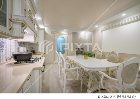 Renovated Interior of rich classic white kitchen Renovated Interior of rich classic white kitchen 94434237