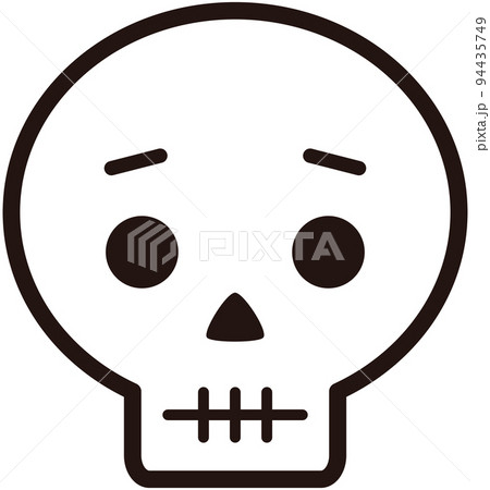 困り顔のシンプルなドクロ　白 94435749