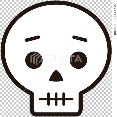 困り顔のシンプルなドクロ　白 94435749