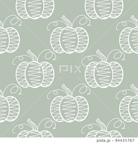 White silhouette decorated pumpkins seamless pattern 94435767