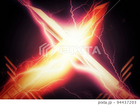交差する稲妻の剣のイラスト 94437203