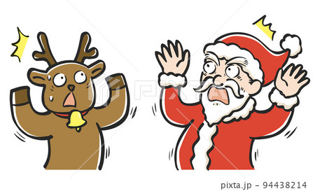 驚くサンタクロースとトナカイのイラスト 驚くサンタクロースとトナカイのイラスト 94438214