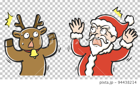 驚くサンタクロースとトナカイのイラスト 驚くサンタクロースとトナカイのイラスト 94438214
