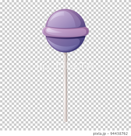 Round purple candy on a stick. Cartoon vector illustration. Christmas and Halloween treat for kids. 94438762