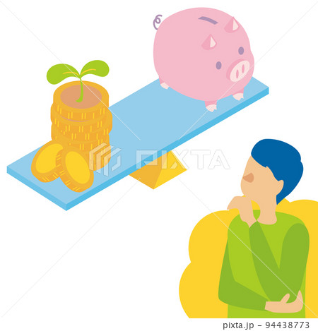 貯金と投資のバランスを考える男性 94438773