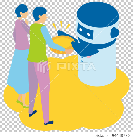 ロボットから投資のアドバイスを受ける男性と女性 94438780