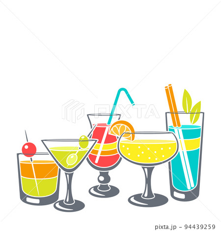 Background with cocktails in glass. Alcoholic drink for party. Background with cocktails in glass. Alcoholic drink for party. 94439259