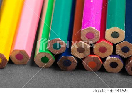 Education or back to school Concept. Close up macro shot of color pencil 94441984