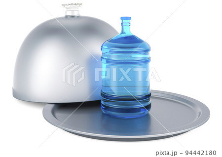Restaurant cloche with bottled water, 3D rendering 94442180