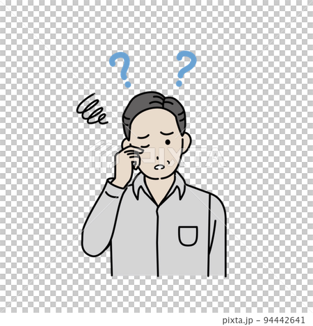 視力差、盲眼、老花眼、視力模糊、症狀、插圖的中年男子 94442641