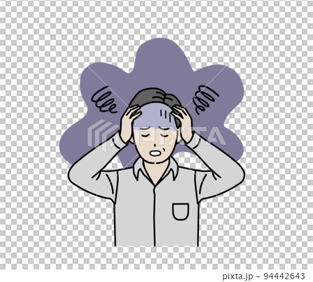 壓力大的中年男子,焦慮,擔心,神經症,抑鬱,插圖 壓力大的中年男子,焦慮,擔心,神經症,抑鬱,插圖 94442643