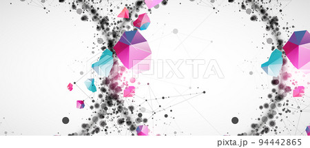 Template for science and technology presentation with connecting dots and lines.  Plexus style background. 94442865