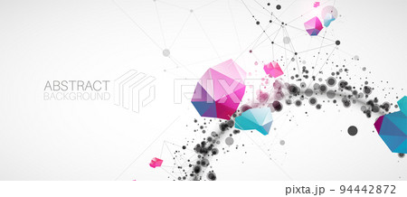Template for science and technology presentation with connecting dots and lines. Plexus style background. Template for science and technology presentation with connecting dots and lines. Plexus style background. 94442872