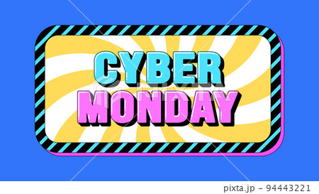 Cyber Monday text, online sale. Promo text banner with phrase Cyber Monday inside frame. Quote and slogan Cyber Monday text, online sale. Promo text banner with phrase Cyber Monday inside frame. Quote and slogan 94443221