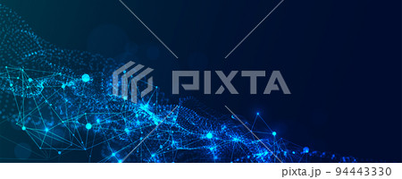 Abstract plexus vector background. Glowing particles dynamic flow. Abstract plexus vector background. Glowing particles dynamic flow. 94443330