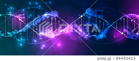 Science template, wallpaper or banner with a DNA virus molecules. Vector illustration. Science template, wallpaper or banner with a DNA virus molecules. Vector illustration. 94443423