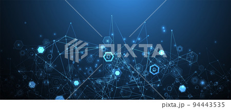 Abstract blue hexagon futuristic background for design works. Science and technology. 94443535