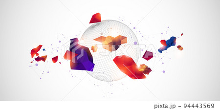Abstract sphere background with plexus effect. 3D surface. 94443569