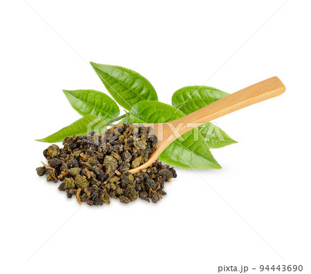 Green tea leaf isolated on white background Green tea leaf isolated on white background 94443690