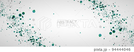 Template for science and technology presentation with connecting dots and lines.  Plexus style background. Global network connection. 94444046