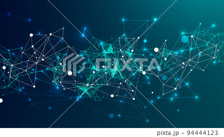 Abstract plexus vector background. Glowing particles dynamic flow. 94444123