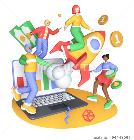 Rapid income growth - colorful 3D style illustration 94445092