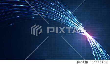 Blue light streak, fiber optic, speed line, futuristic background for 5g or 6g technology wireless data transmission, high-speed internet in abstract. internet network concept. vector design 94445180
