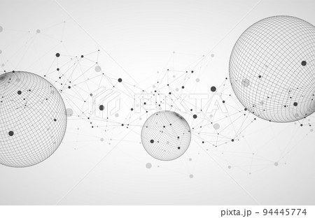 Abstract sphere background with plexus effect. 3D surface. Vector illustration. 94445774