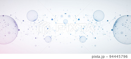 Abstract sphere background with plexus effect. 3D surface. Vector illustration. 94445796