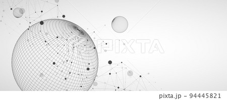 Abstract sphere background with plexus effect. 3D surface. Vector illustration. 94445821