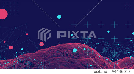 Wireframe background with plexus effect. Futuristic vector illustration. 94446018