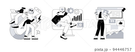 Digital marketing strategy abstract concept vector illustration set. Marketing team, social media management, SMM, brand insight, campaign strategy development, online channels abstract metaphor. Digital marketing strategy abstract concept vector illustration set. Marketing team, social media management, SMM, brand insight, campaign strategy development, online channels abstract metaphor. 94446757