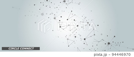 Connectivity medical illustration. Template structure space with molecules. Network dots and lines on white background. Abstract vector technology concept design. Social network concept technology 94446970