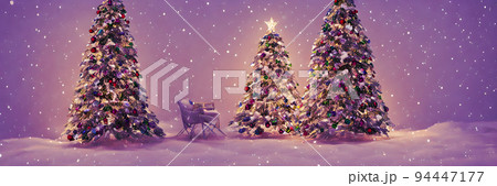 Christmas Tree, Ornaments and Defocused Lights Background. xmas balls. banner size Christmas Tree, Ornaments and Defocused Lights Background. xmas balls. banner size 94447177