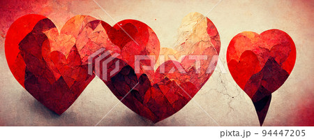 three hearts, Colorful abstract wallpaper texture background illustration three hearts, Colorful abstract wallpaper texture background illustration 94447205