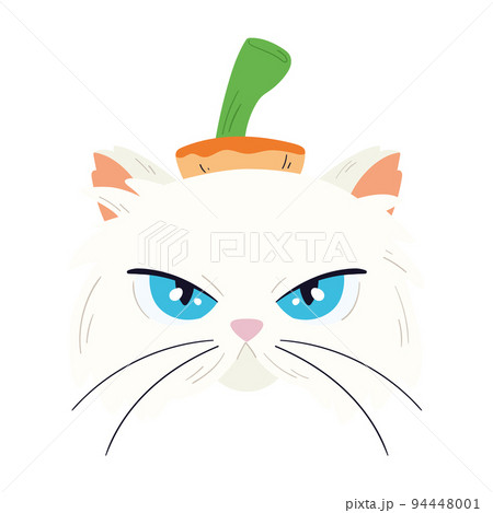 Isolated cute white cat avatar with a halloween...のイラスト素材 [94448001 ...