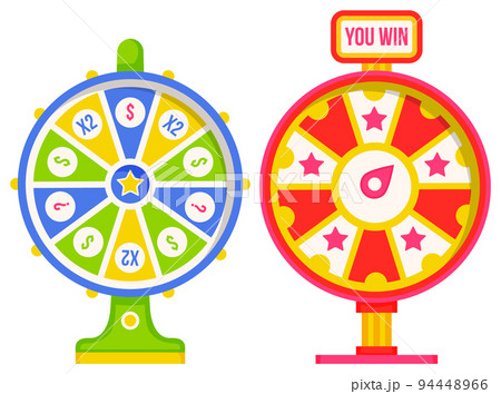 Set of wheel of fortune with winning numbersのイラスト